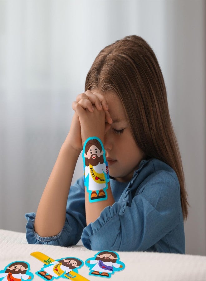 Vertintong 24 Pcs Jesus Slap Bracelets Bulk Christian Bracelets Jesus Love You Gifts Religious Snap Wristbands for Classroom Awards Sunday School Party Favors - Image 5
